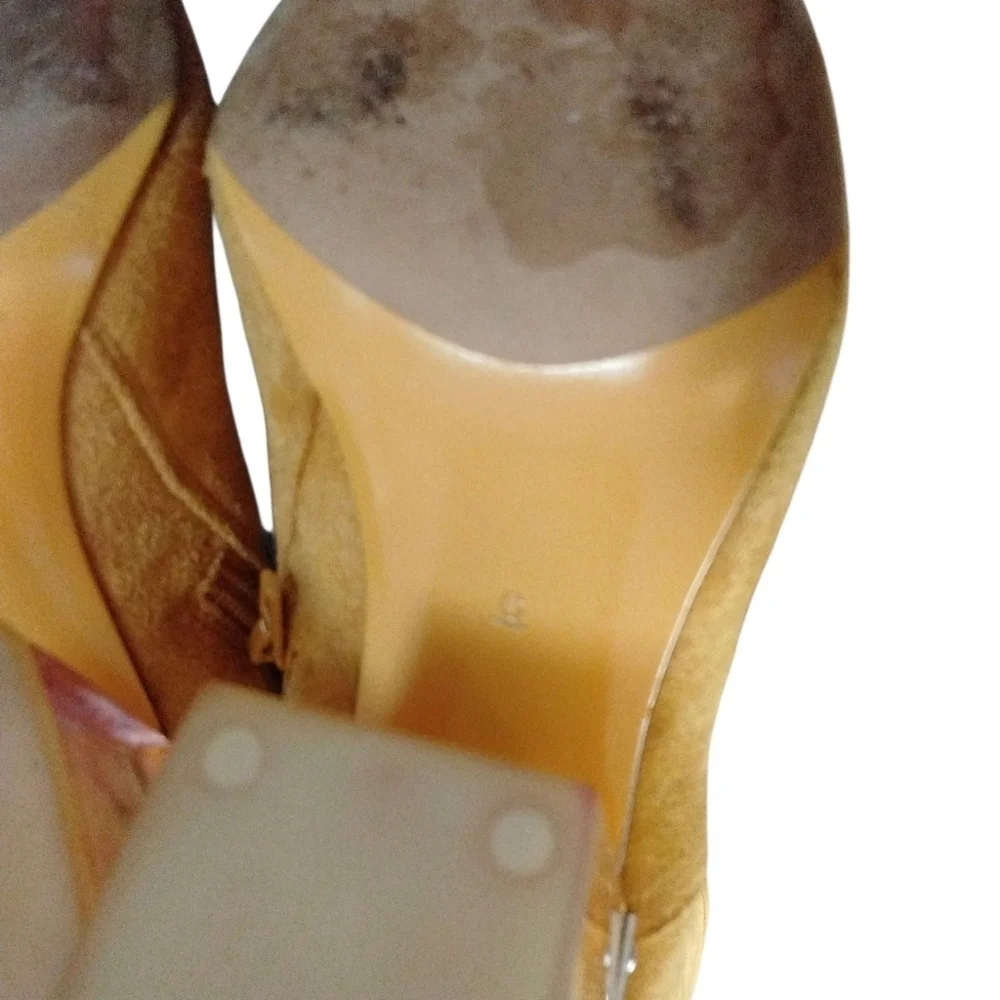 Love For Life Clear Heel Over-the-Knee Boots Mustard/Brown Suede Boots Sz 6